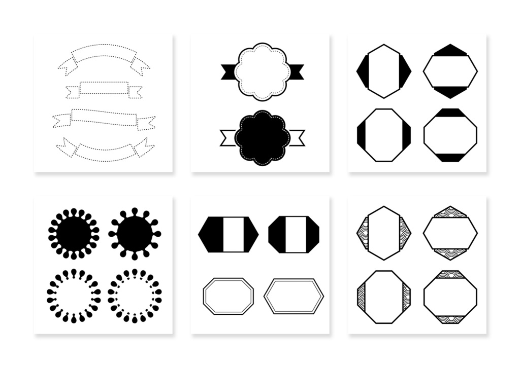 いろいろ モノクロフレーム素材 002
