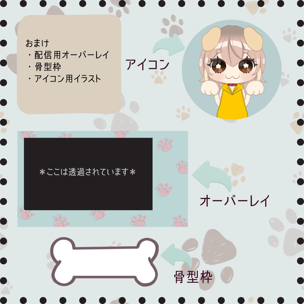 【VRoidモデル+OBSオーバーレイセット】キャラメル