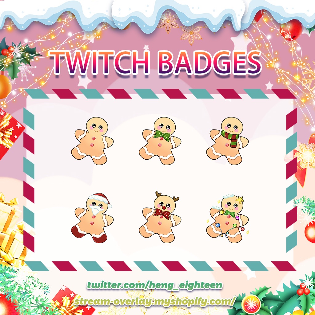 【Twitch Badges】Gingerbread Man Livestream Badges