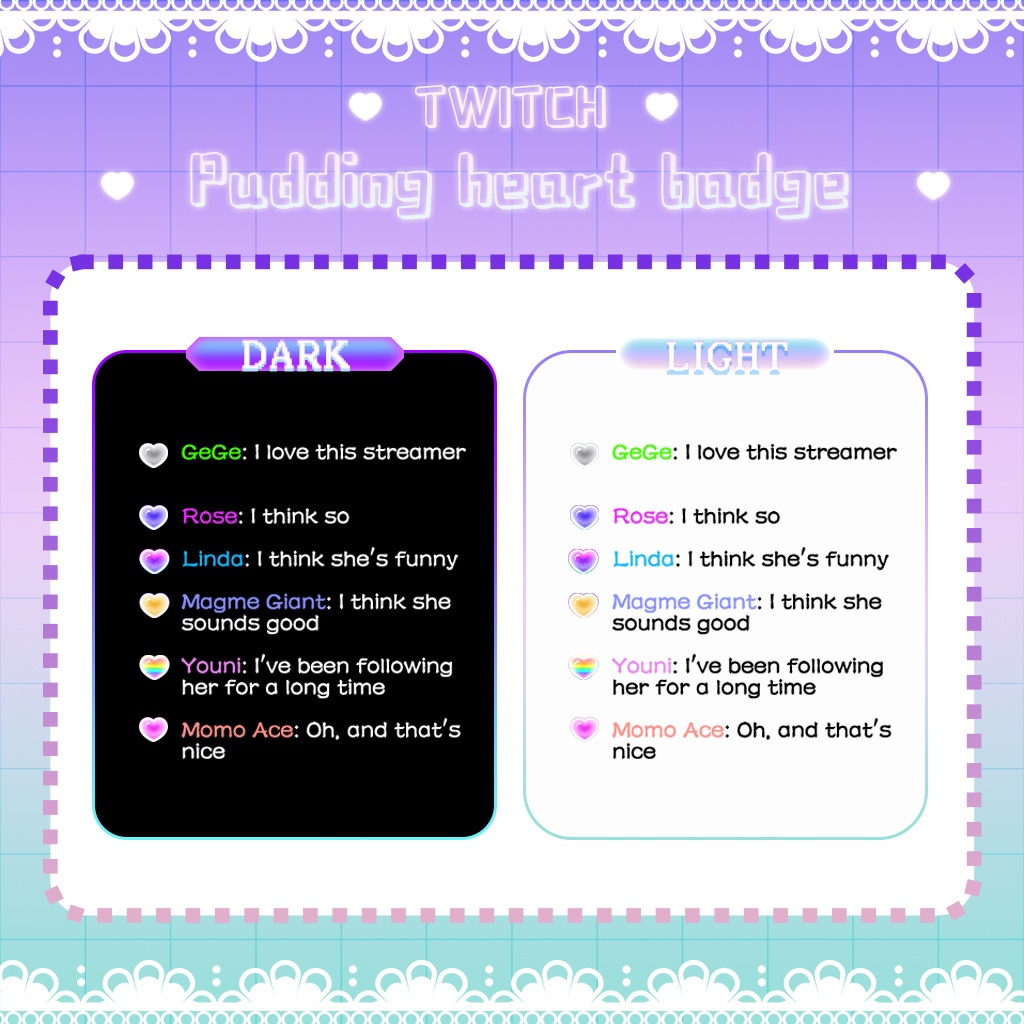 【Twitch Badges】Pudding Heart Livestream Badges💗