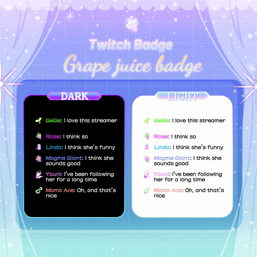 【Twitch Badges】Grape Juice Livestream Badges