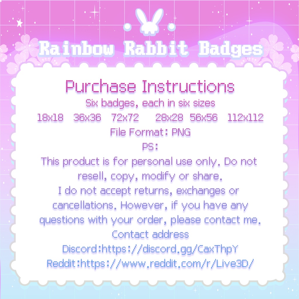 【Twitch Badges】Rainbow Rabbit Livestream Badges