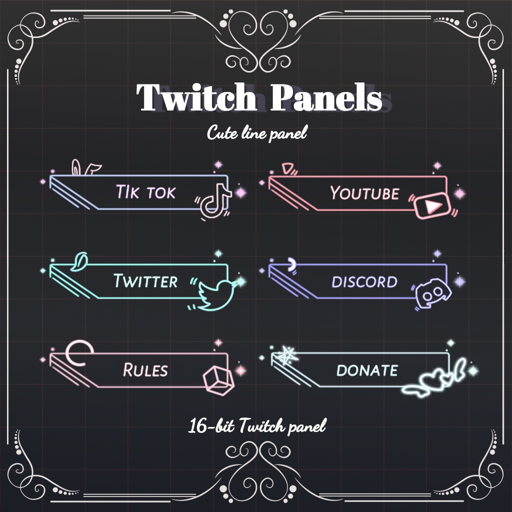 【Twitch Panels】Cuteline Twitch Panels | Panels, Twitch Panels, Youtube Panels, Tiktok Panels