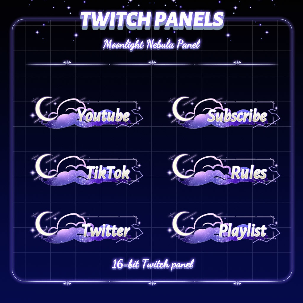 【Twitch Panels】Moon Light Twitch Panels | Panels, Twitch Panels, Youtube Panels, Tiktok Panels