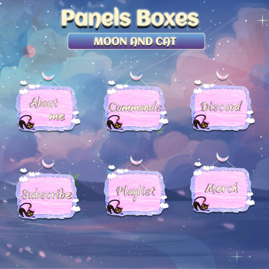 【Twitch Panels】Moon Cat Twitch Panels | Panels, Twitch Panels, Youtube Panels, Tiktok Panels