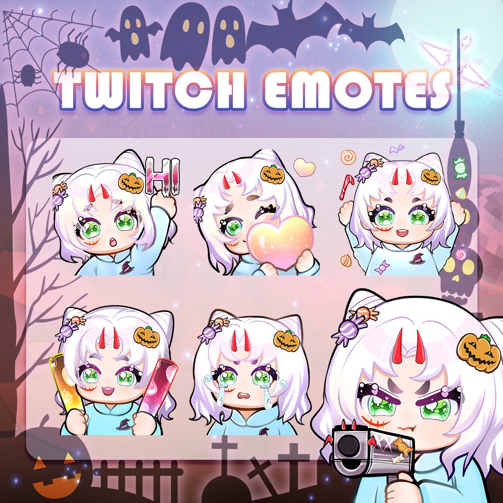 【Twitch Emote】Demon Girl Twitch Emotes | Emote, Livestream Emote, Cute Emote, VTuber Emotes, Discord Emote.