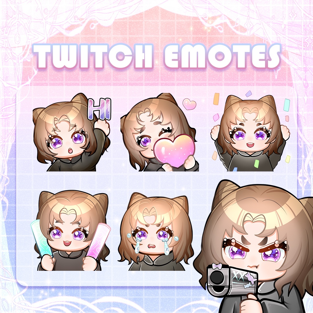 【Twitch Emote】Cat Girl Twitch Emotes | Emote, Livestream Emote, Cute Emote, VTuber Emotes, Discord Emote.