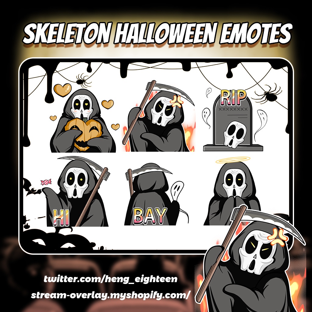 【Twitch Emote】Halloween Twitch Emotes | Emote, Livestream Emote, Cute Emote, VTuber Emotes, Discord Emote.