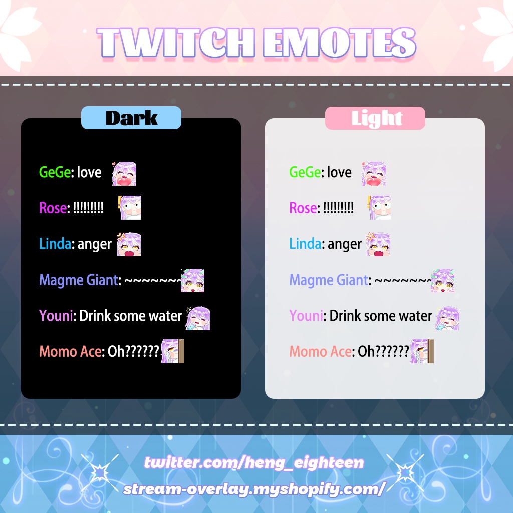 【Twitch Emote】Purple Girl Twitch Emotes | Emote, Livestream Emote, Cute Emote, VTuber Emotes, Discord Emote.