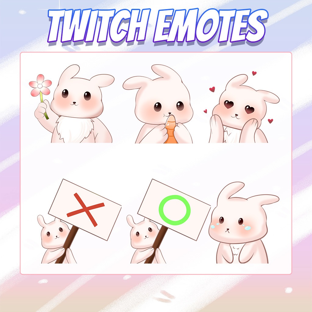 【Twitch Emote】Bunny Twitch Emotes | Emote, Livestream Emote, Cute Emote, VTuber Emotes, Discord Emote.