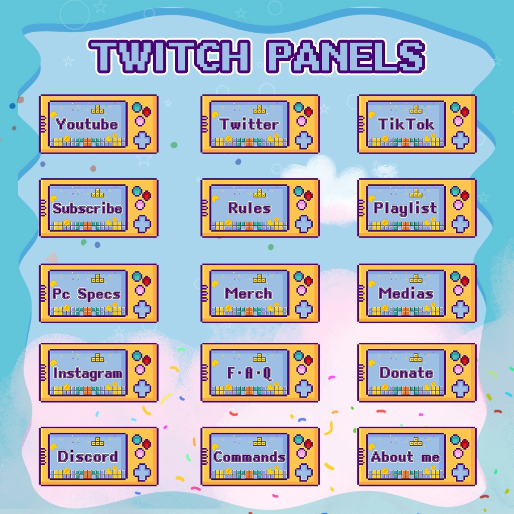 【Twitch Panels】Pixel Gaming Twitch Panels | Panels, Twitch Panels, Youtube Panels, Tiktok Panels