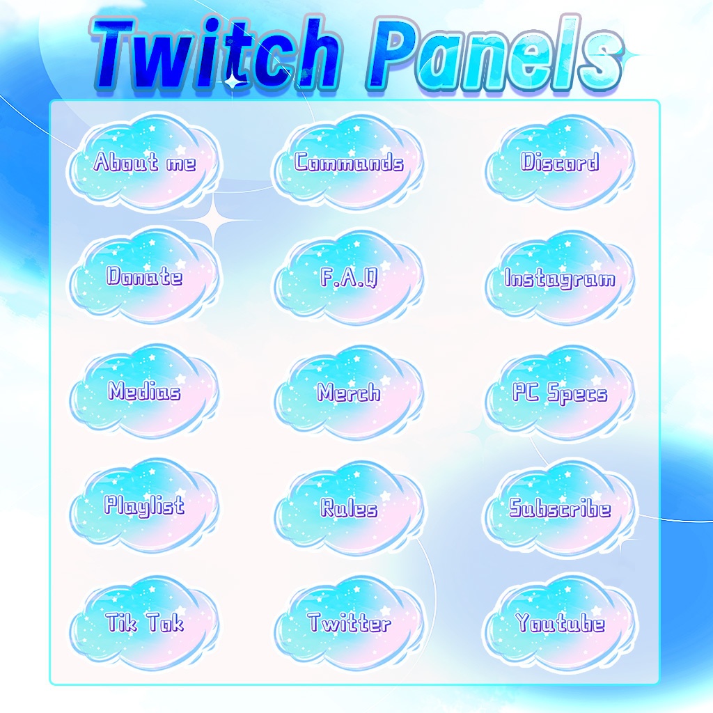 【Twitch Panels】Cloud Twitch Panels | Panels, Twitch Panels, Youtube Panels, Tiktok Panels