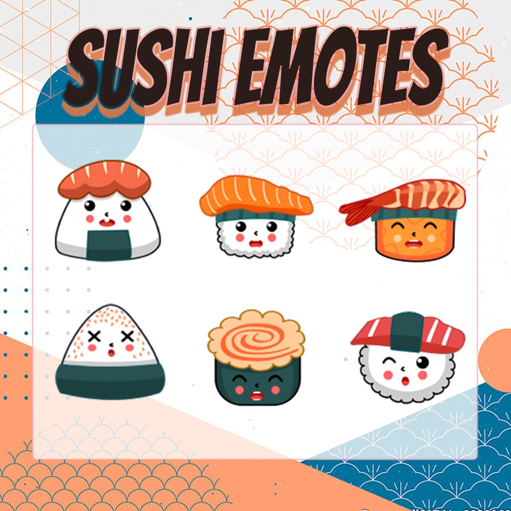 【Twitch Emote】Sushi Twitch Emotes | Emote, Livestream Emote, Cute Emote, VTuber Emotes, Discord Emote.