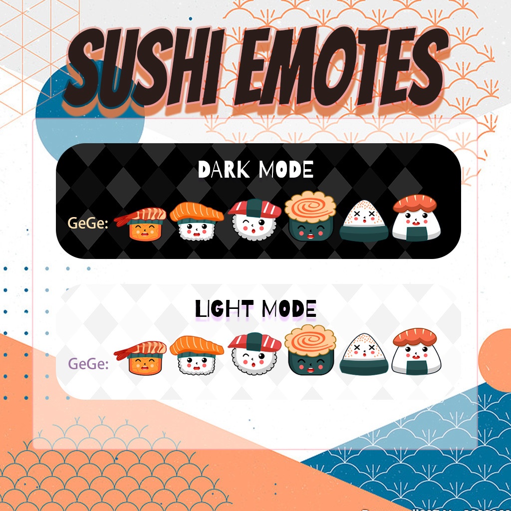 【Twitch Emote】Sushi Twitch Emotes | Emote, Livestream Emote, Cute Emote, VTuber Emotes, Discord Emote.