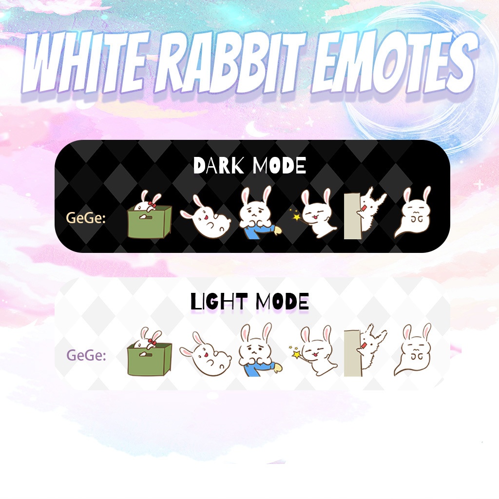 【Twitch Emote】White Rabbit Twitch Emotes | Emote, Livestream Emote, Cute Emote, VTuber Emotes, Discord Emote.