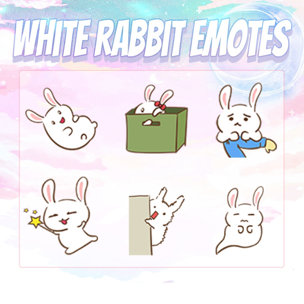 【Twitch Emote】White Rabbit Twitch Emotes | Emote, Livestream Emote, Cute Emote, VTuber Emotes, Discord Emote.