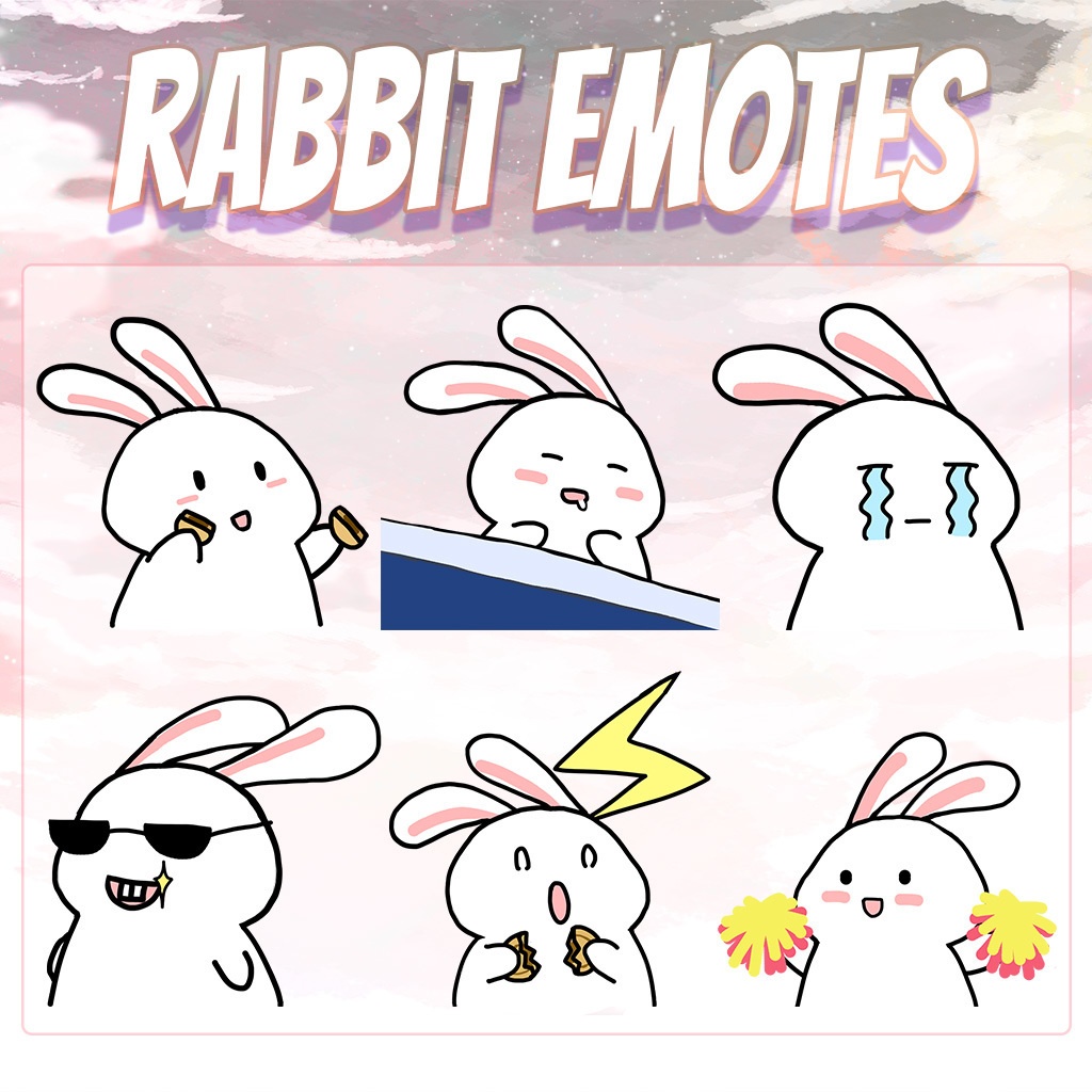 【Twitch Emote】Rabbit Twitch Emotes | Emote, Livestream Emote, Cute Emote, VTuber Emotes, Discord Emote.