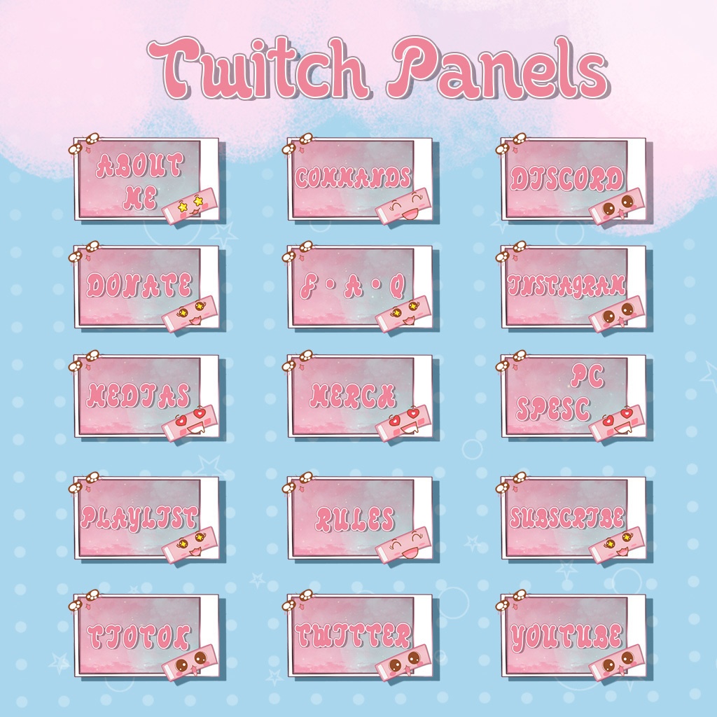 【Twitch Panels】Cute Expression Twitch Panels | Panels, Twitch Panels, Youtube Panels, Tiktok Panels