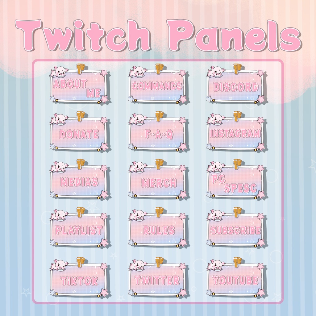 【Twitch Panels】Pig Twitch Panels | Panels, Twitch Panels, Youtube Panels, Tiktok Panels