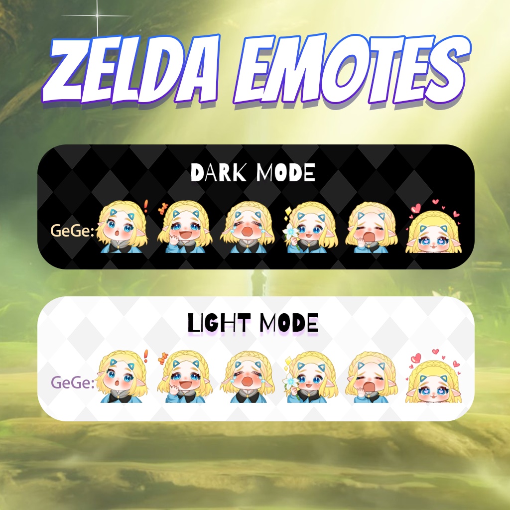 【Twitch Emote】Zelda Twitch Emotes | Emote, Livestream Emote, Cute Emote, VTuber Emotes, Discord Emote,Chibi Emote.