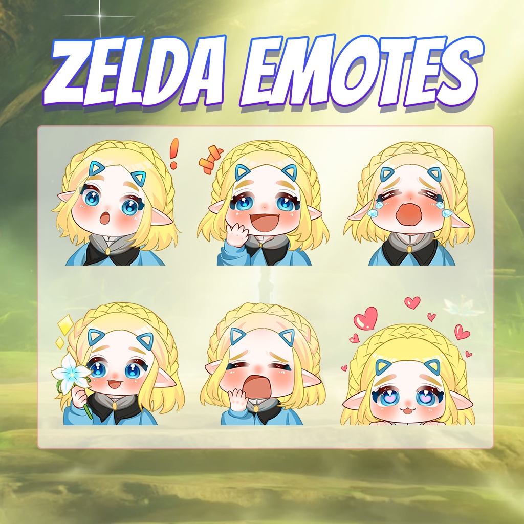 【Twitch Emote】Zelda Twitch Emotes | Emote, Livestream Emote, Cute Emote, VTuber Emotes, Discord Emote,Chibi Emote.