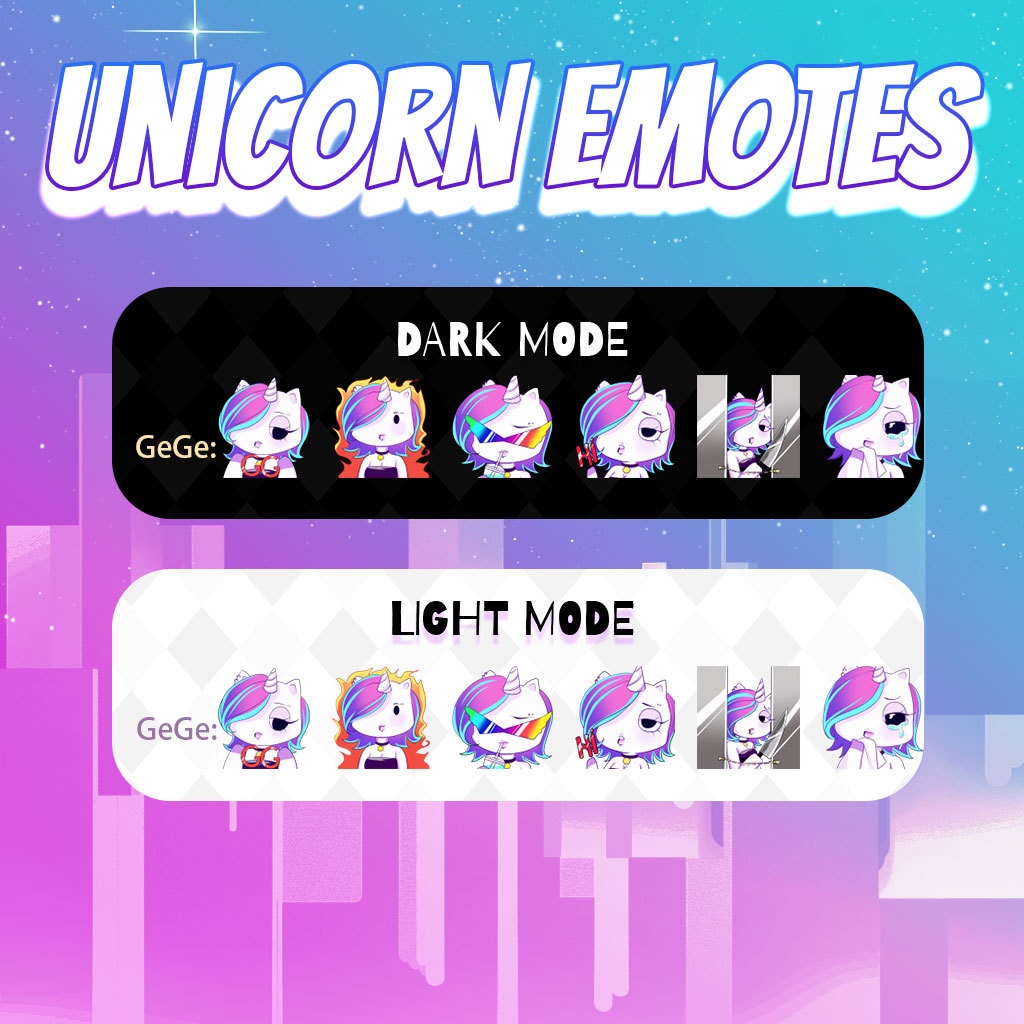 【Twitch Emote】Unicorn Twitch Emotes | Livestream Emote, Cute Emote, VTuber Emotes, Discord Emote,Chibi Emote.