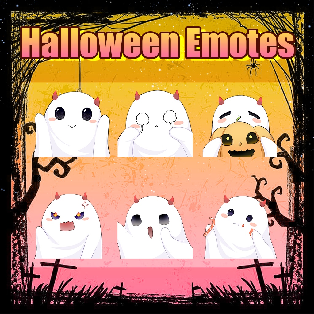 【Twitch Emote】Ghost Twitch Emotes | Livestream Emote, Cute Emote, VTuber Emotes, Discord Emote,Chibi Emote.