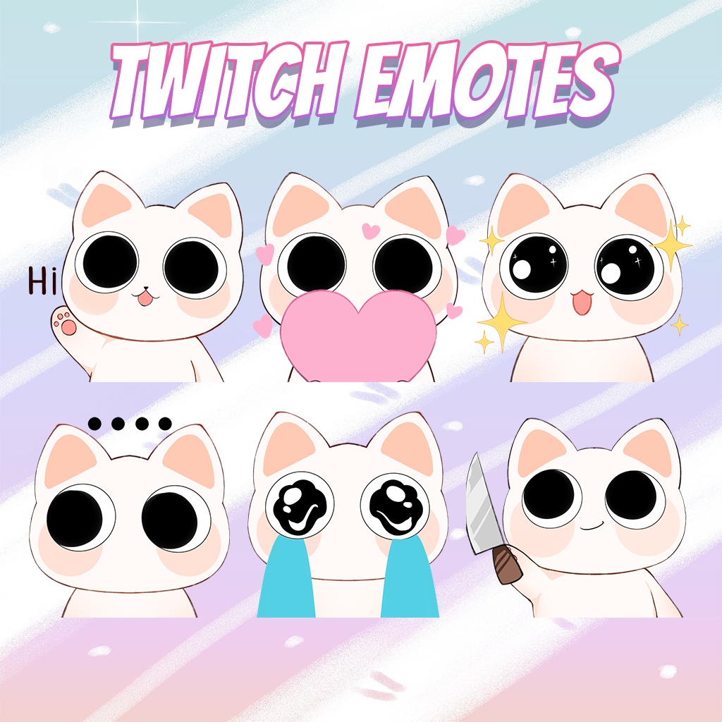 【Twitch Emote】Cat Twitch Emotes | Livestream Emote, Cute Emote, VTuber Emotes, Discord Emote,Chibi Emote.
