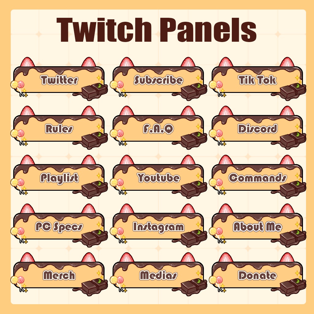 【Twitch Panels】Chocolate Twitch Panels | Panels, Twitch Panels, Youtube Panels, Tiktok Panels