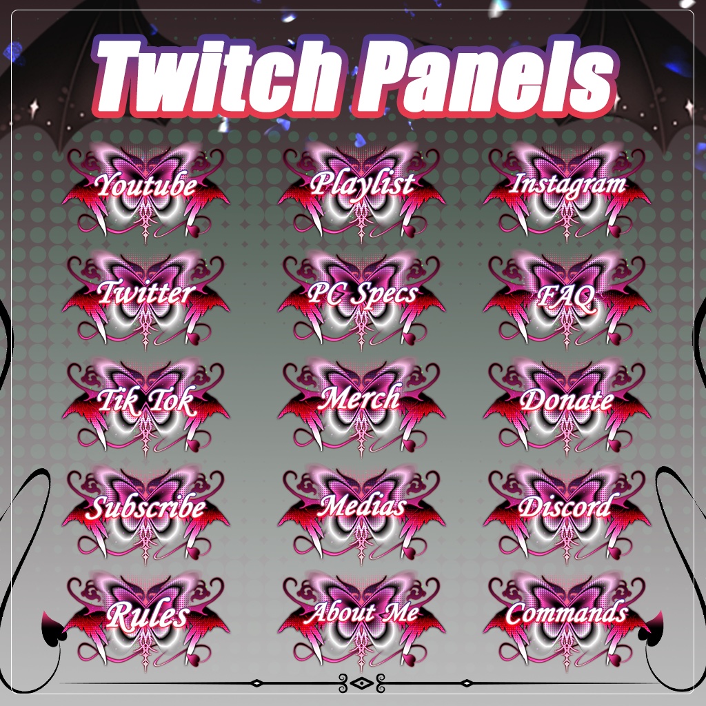 【Twitch Panels】Butterfly Twitch Panels | Panels, Twitch Panels, Youtube Panels, Tiktok Panels