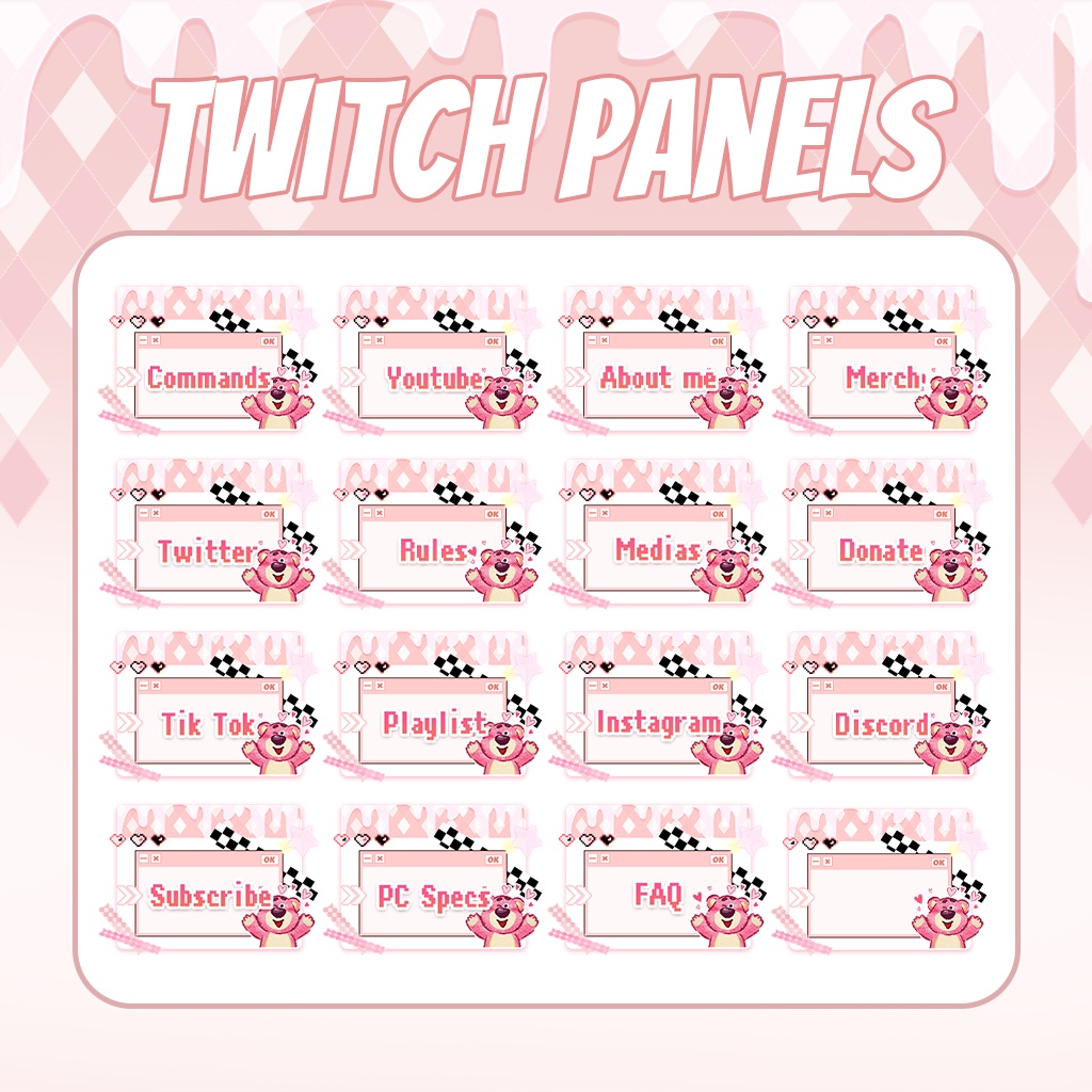【Twitch Panels】Pixel Style Twitch Panels | Panels, Twitch Panels, Youtube Panels, Tiktok Panels