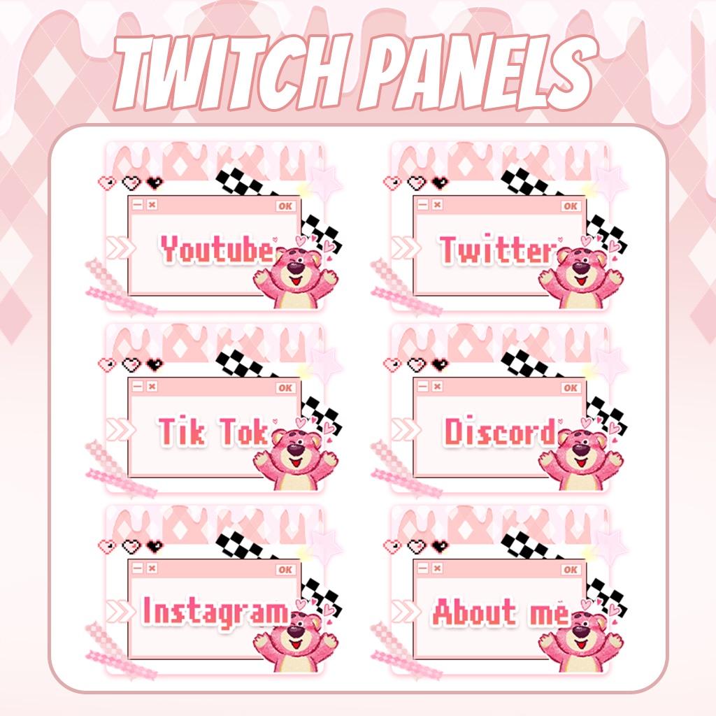 【Twitch Panels】Pixel Style Twitch Panels | Panels, Twitch Panels, Youtube Panels, Tiktok Panels