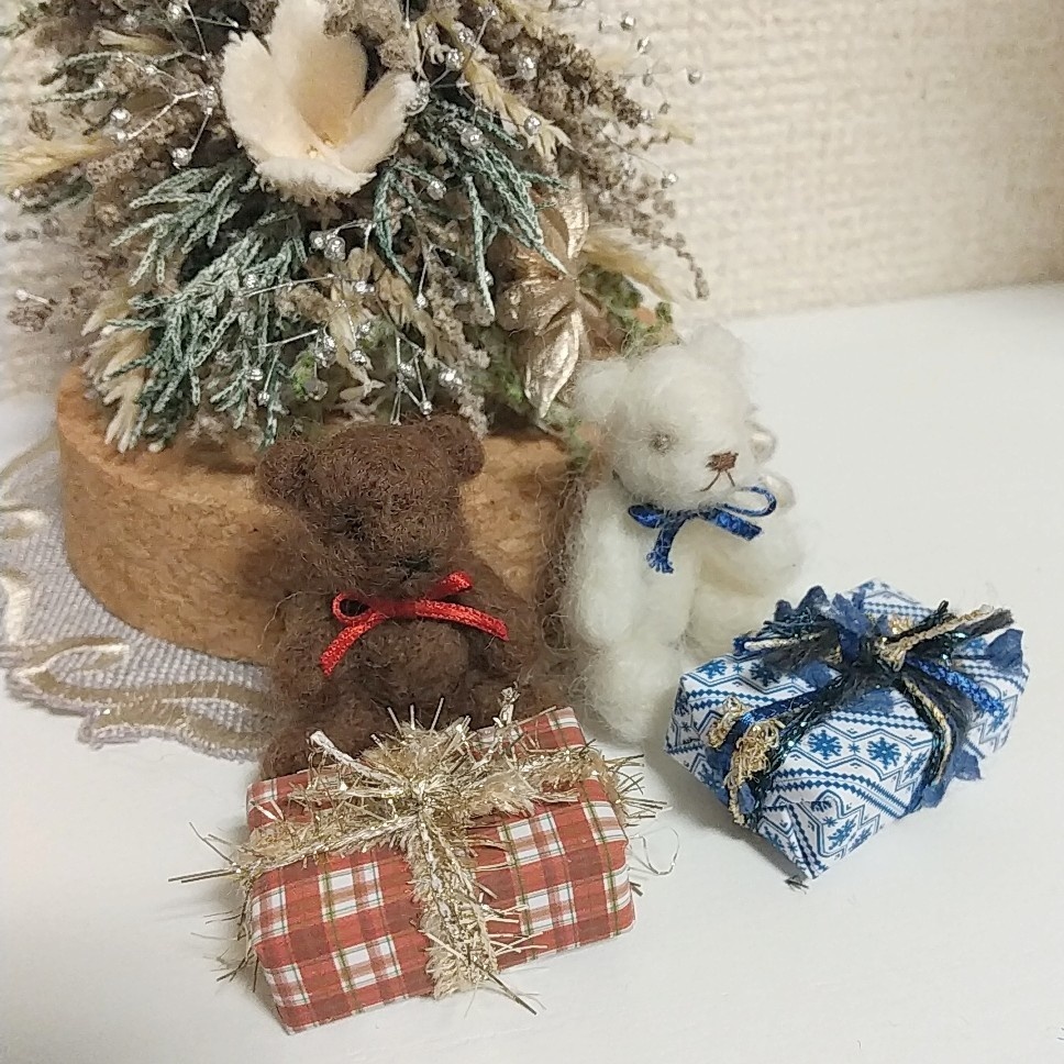 ミニチュア羊毛ベア＆プレゼントBOXセット