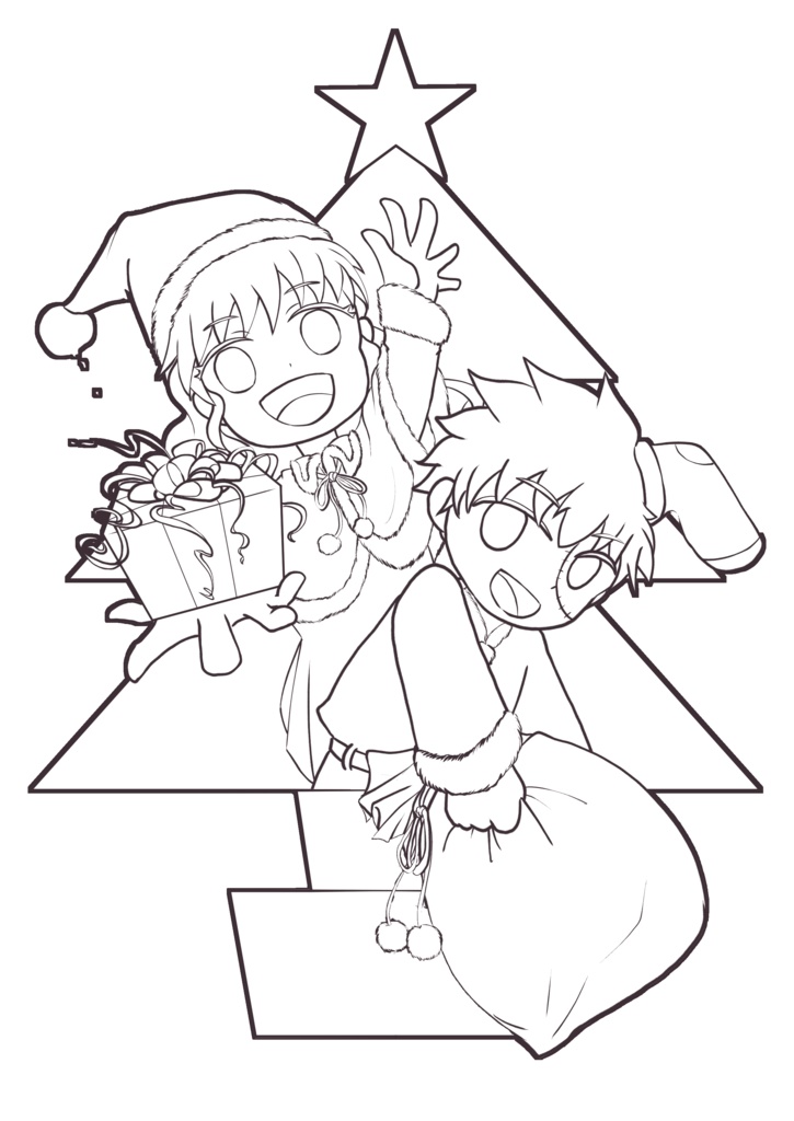 【ぬり絵配布】真ん丸あいすクリスマスイラスト