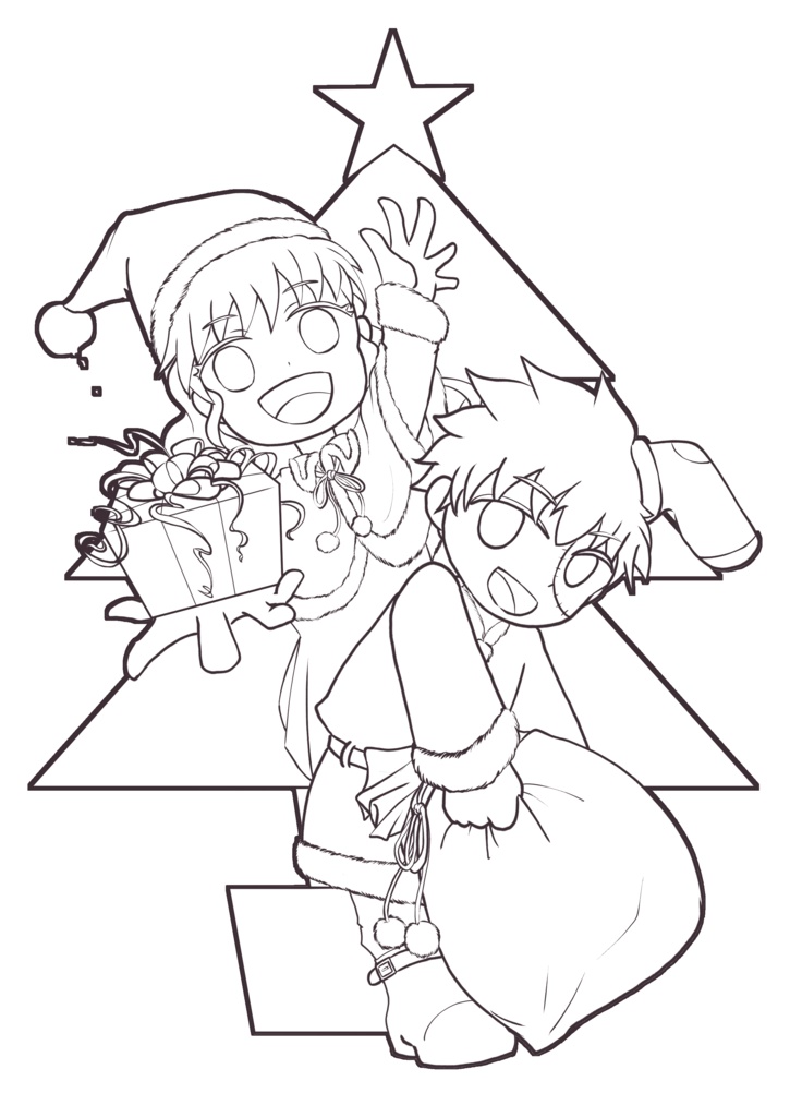 【ぬり絵配布】真ん丸あいすクリスマスイラスト