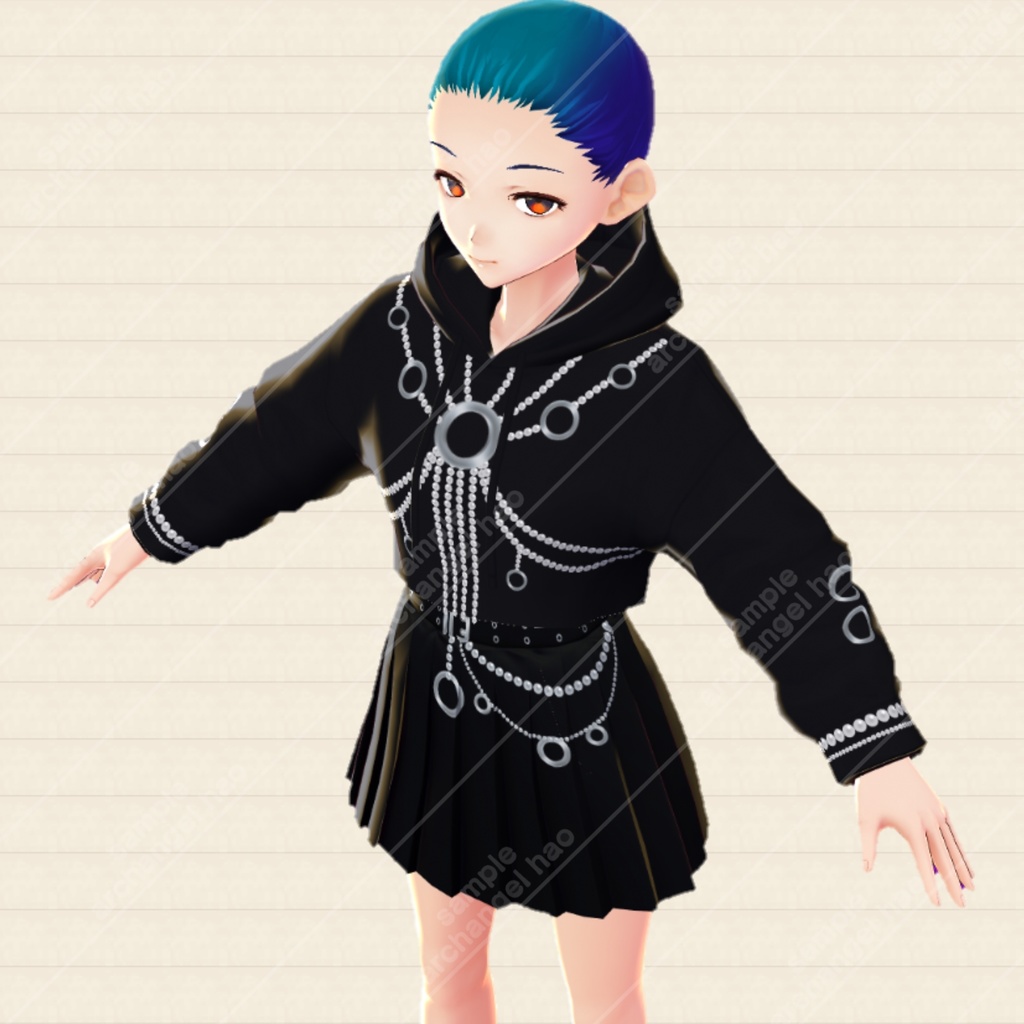 【Vroid】暗い韓国の衣装, Dark Korean Outfit VRoid