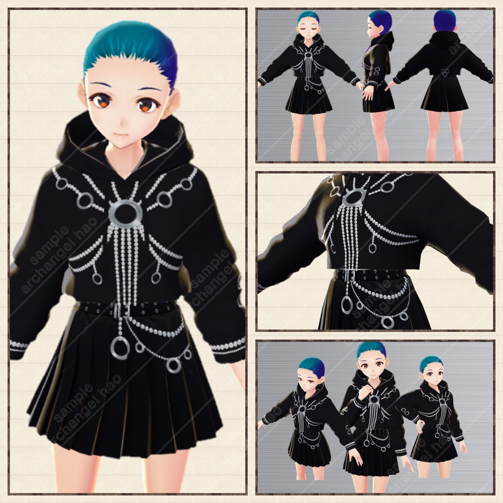 【Vroid】暗い韓国の衣装, Dark Korean Outfit VRoid