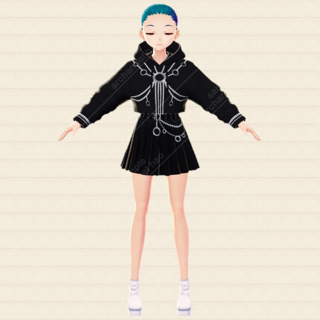 【Vroid】暗い韓国の衣装, Dark Korean Outfit VRoid