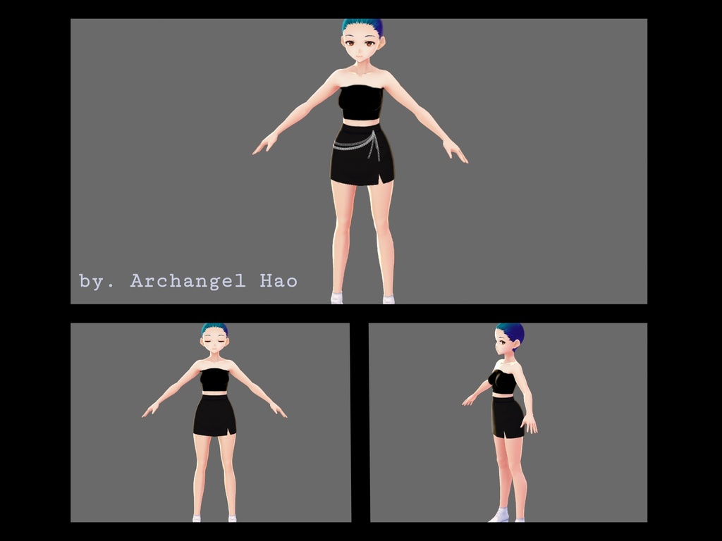 【Vroid】無地とチェーンのミニスカート