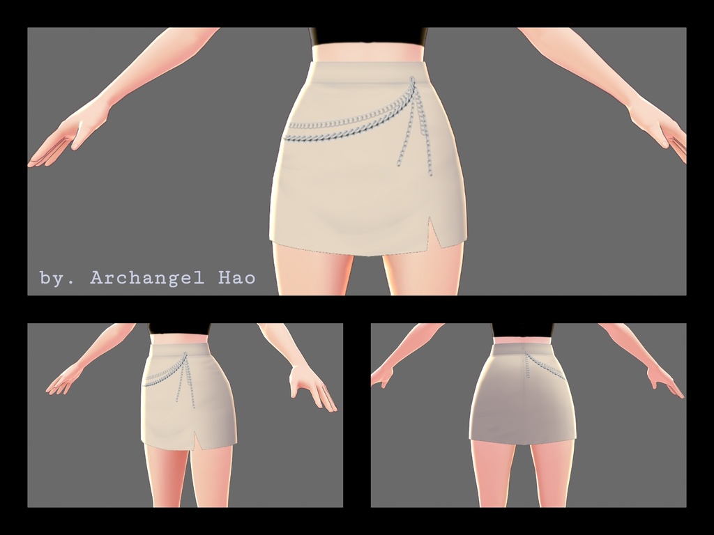 【Vroid】無地とチェーンのミニスカート