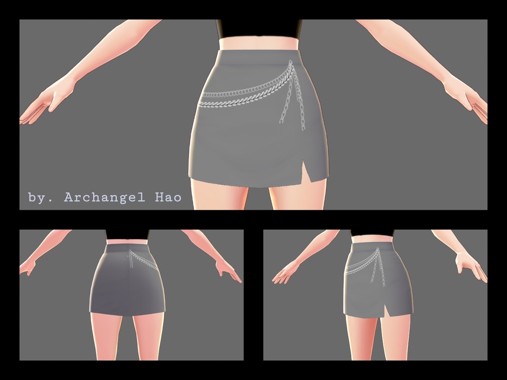 【Vroid】無地とチェーンのミニスカート