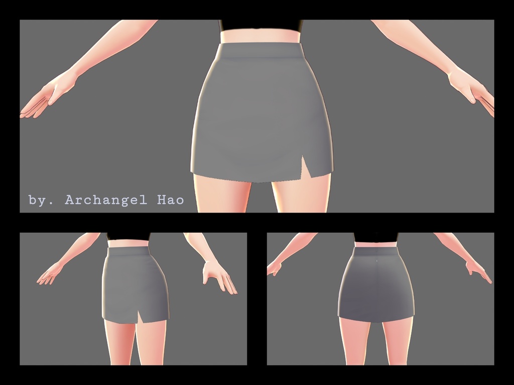 【Vroid】無地とチェーンのミニスカート