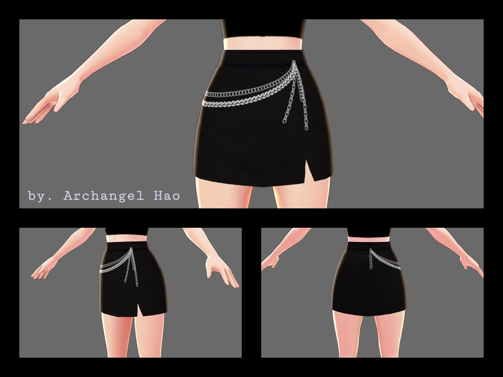 【Vroid】無地とチェーンのミニスカート