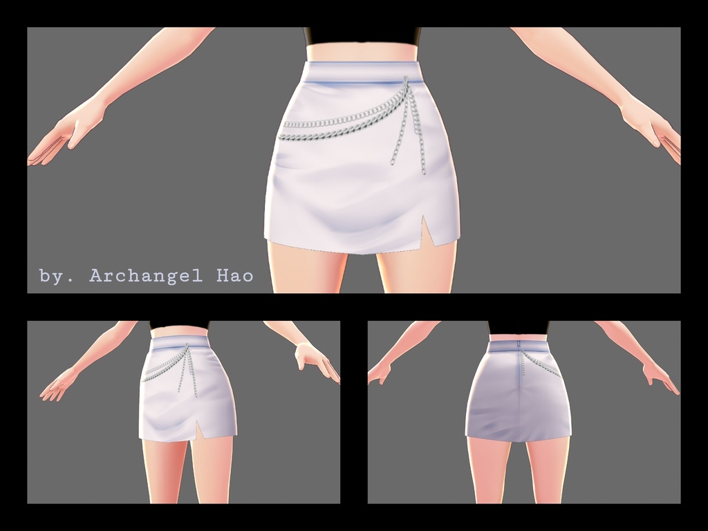 【Vroid】無地とチェーンのミニスカート