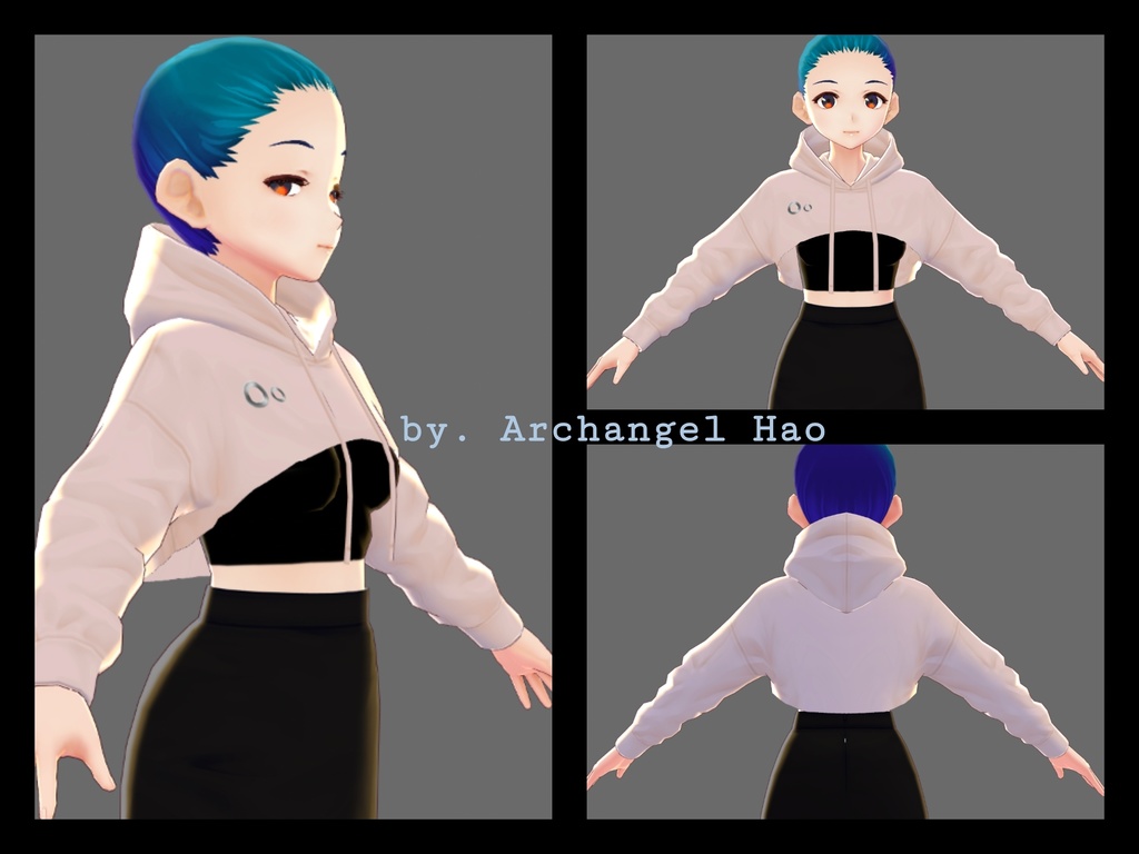 【Vroid】パステルカラーのフード付きセーター, Crop Pastel Color Hooded Sweater VRoid Texture