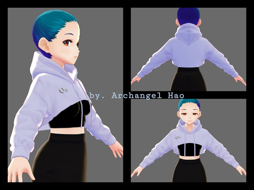 【Vroid】パステルカラーのフード付きセーター, Crop Pastel Color Hooded Sweater VRoid Texture