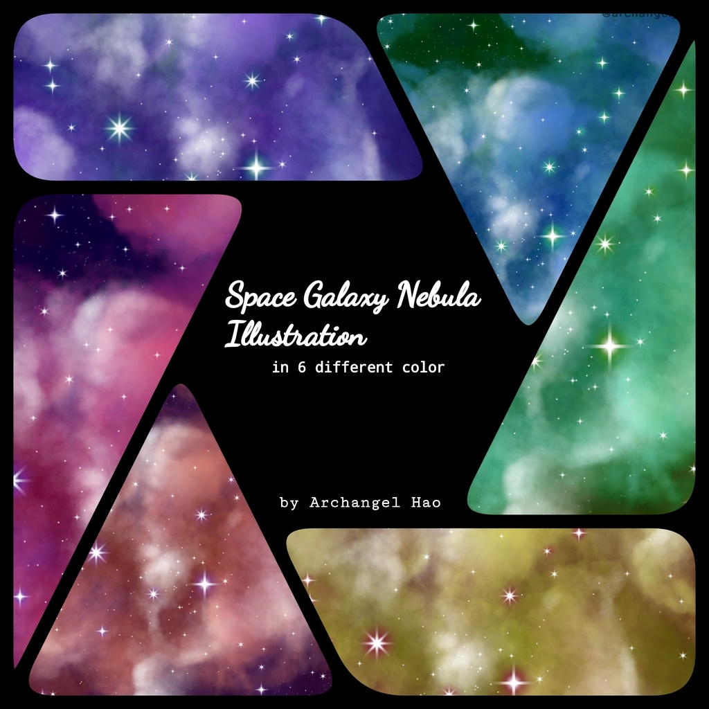 【図 / Ilustration】いくつかの色調を持つ宇宙銀河星雲のイラスト, Illustration of Outer Space Galaxy Nebula with Several Color Tones 