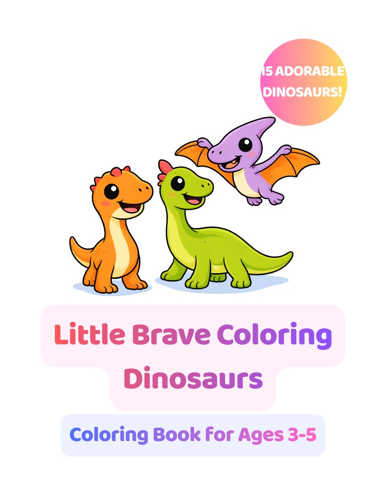 恐竜ぬりえ15枚セット｜幼児向け太線デザイン｜PDFダウンロード