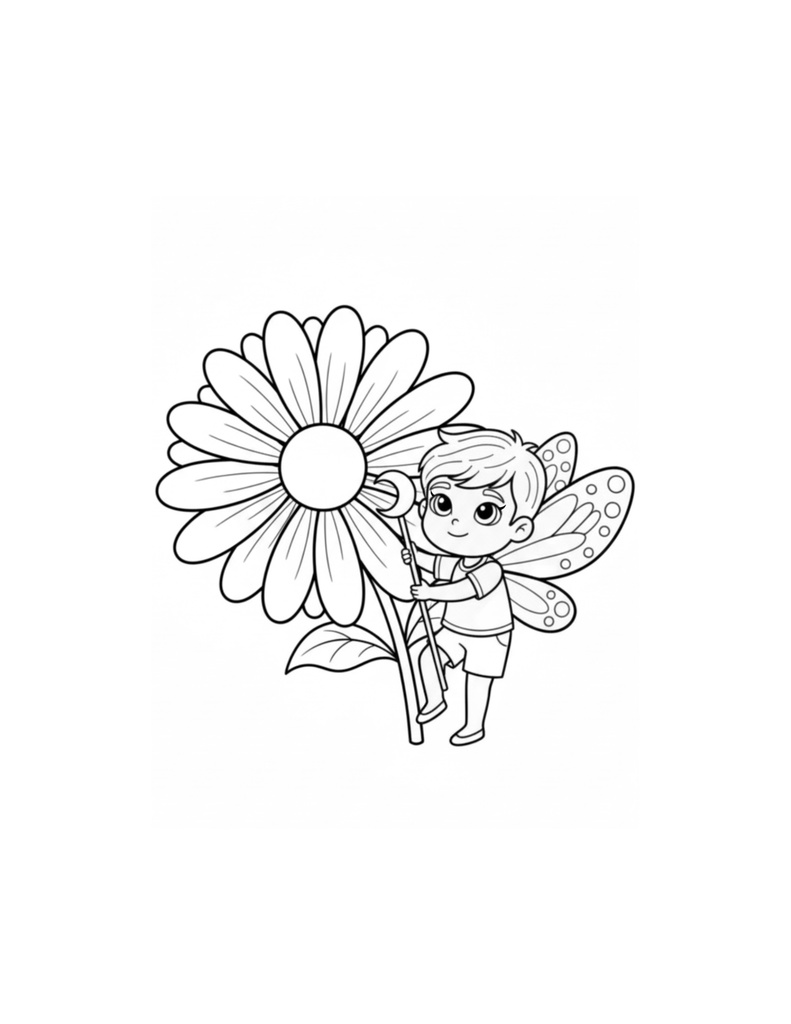 男の子妖精のぬりえ