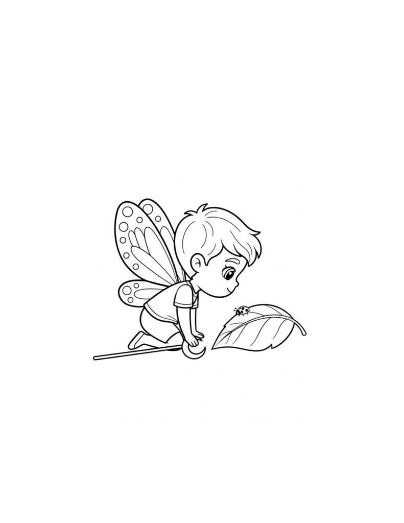 男の子妖精のぬりえ